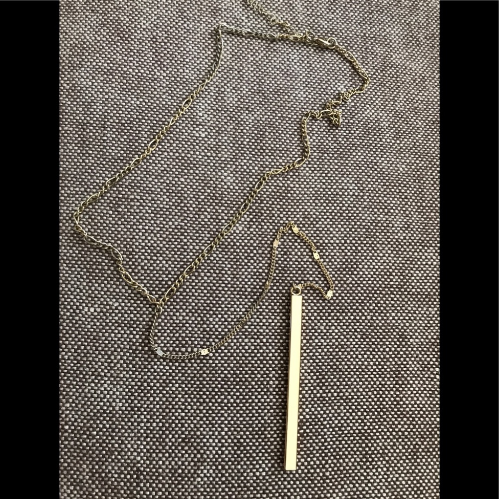 Long Simply Styled Gold Necklace